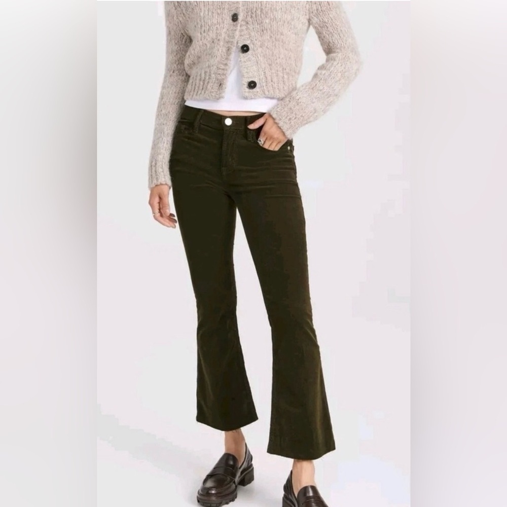 Frame Le Crop Mini Boot Olive Green Corduroy Pants Size 25 - Picture 2 of 9
